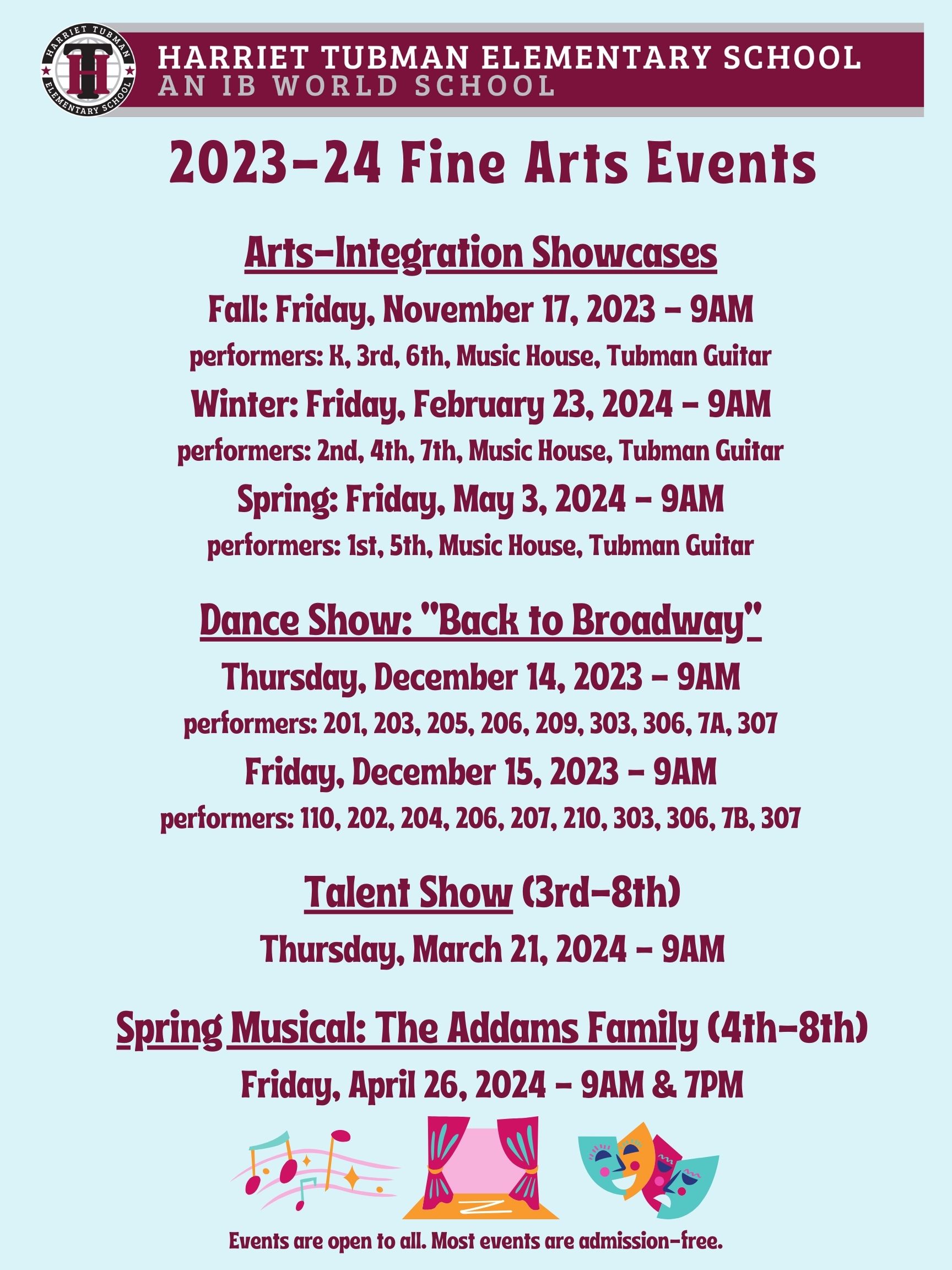 2023-24 Tubman Fine Arts Events