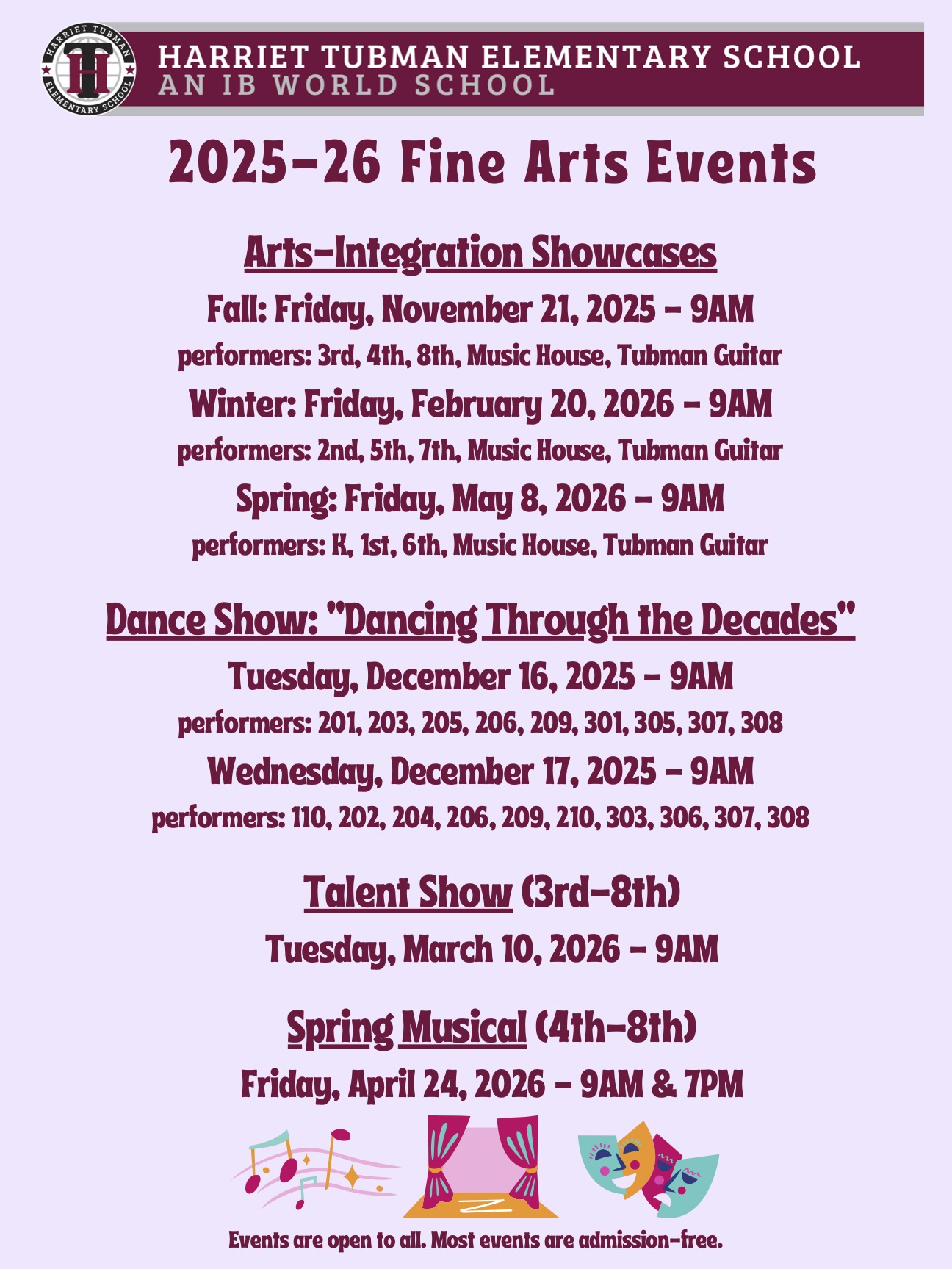 SY26 Tubman Fine Arts Events SY26 Tubman Fine Arts Events